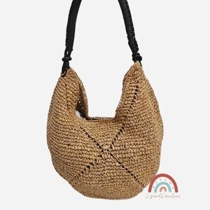Madewell The Camren Straw Bag with Leather Handle